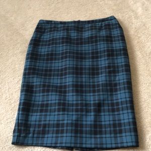 Merona Blue and Black Plaid Pencil Skirt
